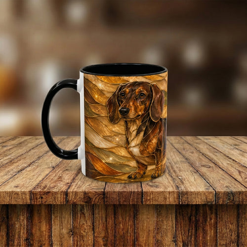 Golden Dachshund Stained Glass Style Mug