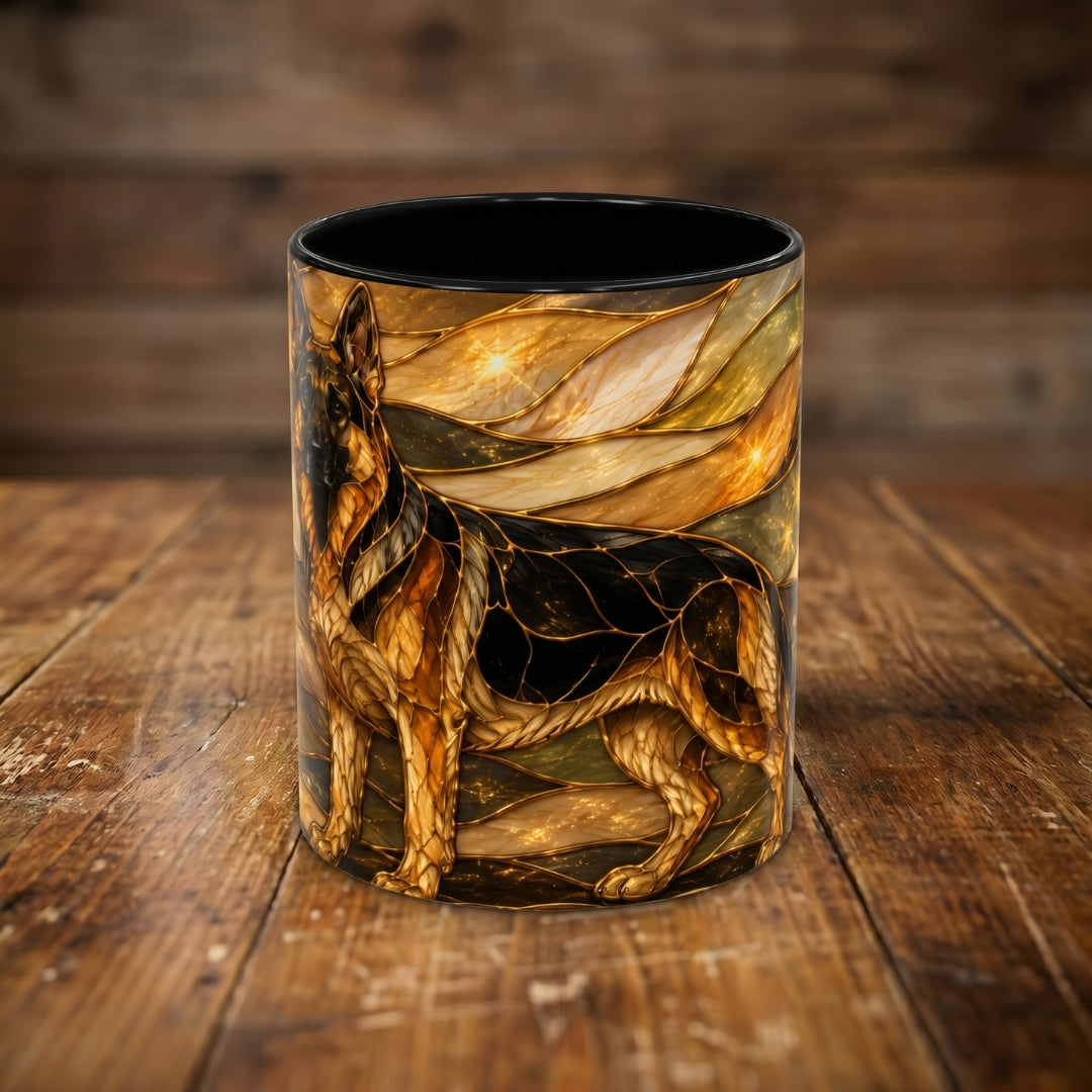 Golden German Shepherd Stained Glass Style Mug