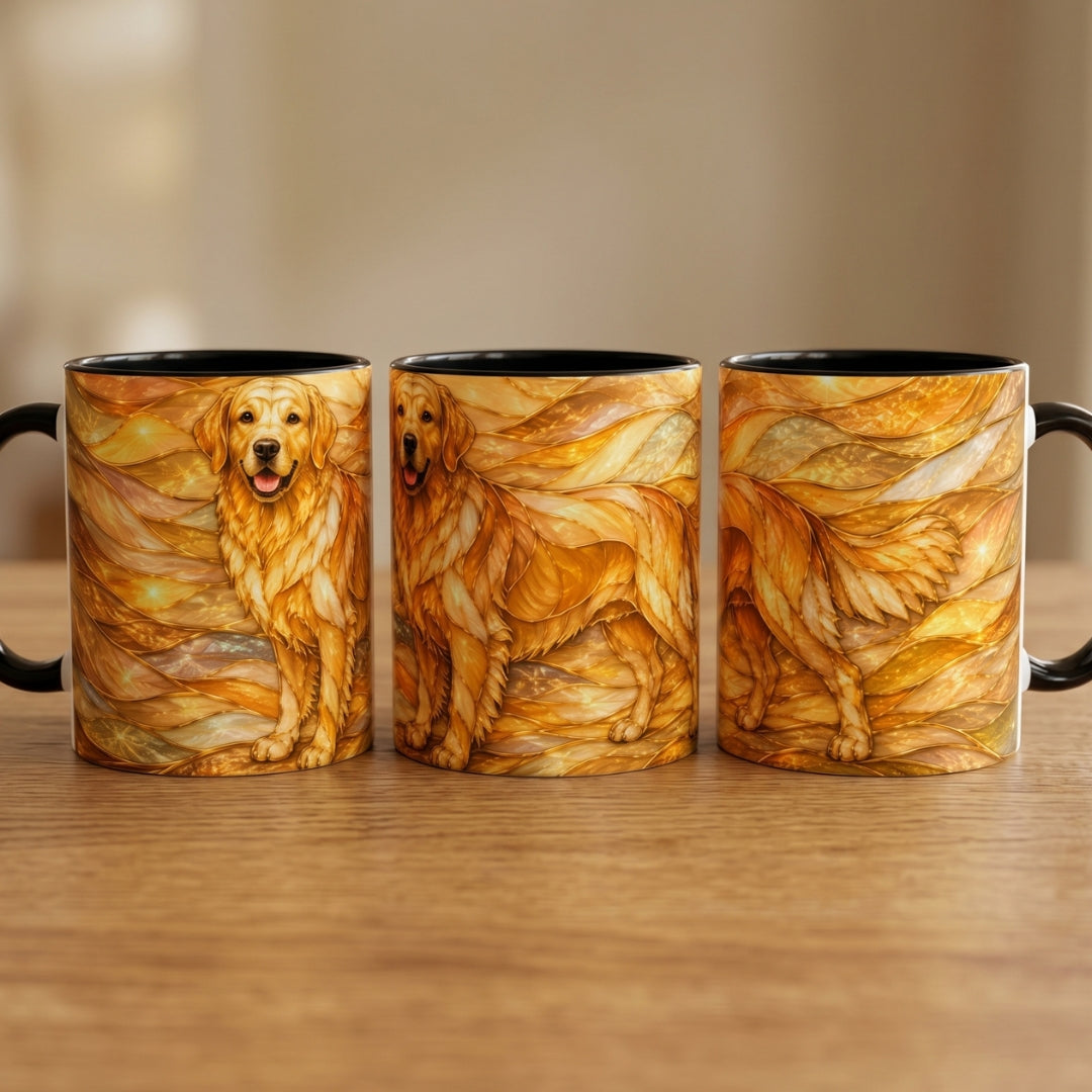 Golden Glow Golden Retriever Stained Glass Style Mug