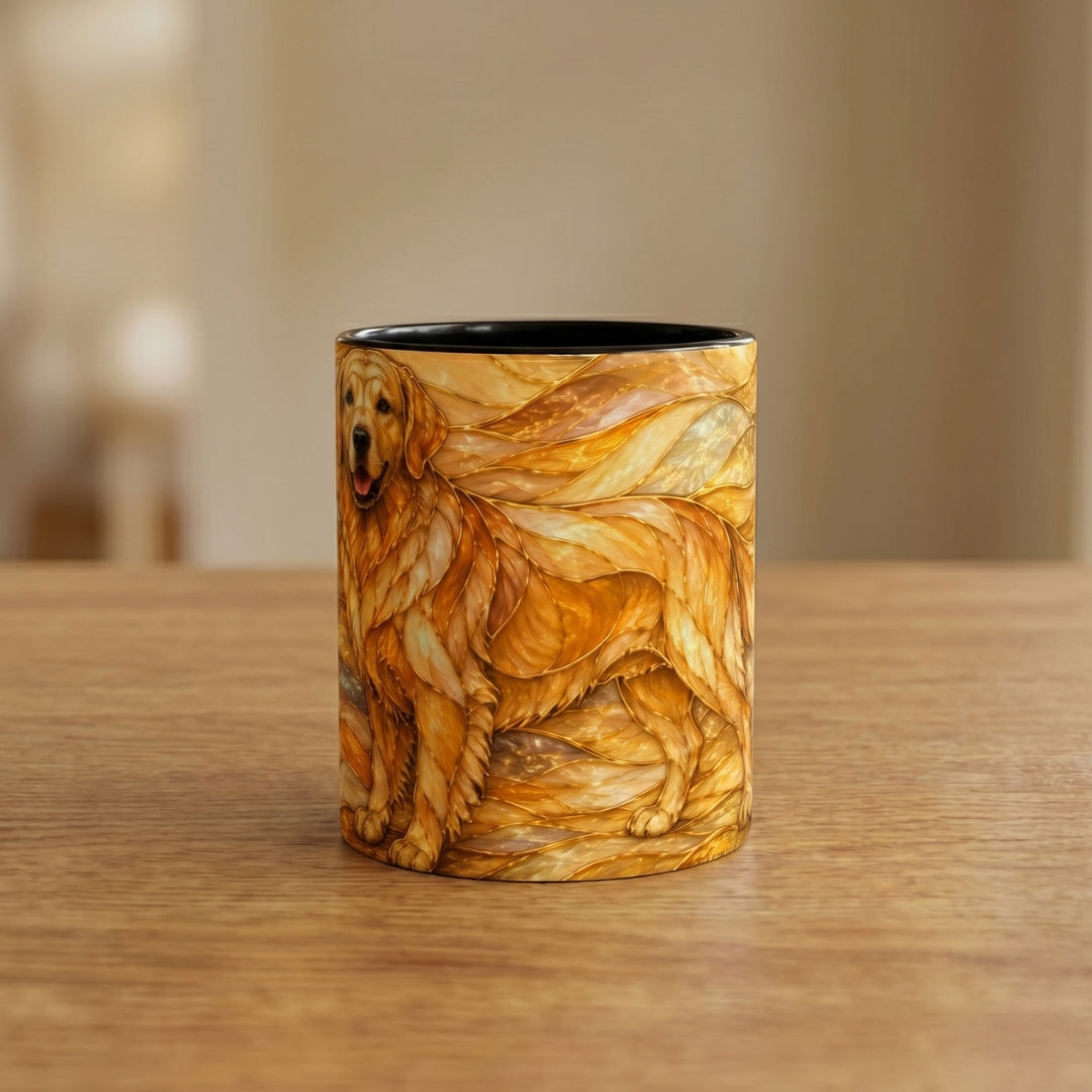 Golden Glow Golden Retriever Stained Glass Style Mug