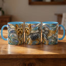 Blue Glow Yorkshire Terrier Stained Glass Style Mug