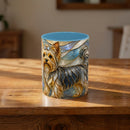 Blue Glow Yorkshire Terrier Stained Glass Style Mug
