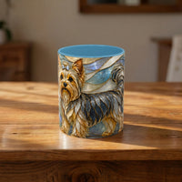 Blue Glow Yorkshire Terrier Stained Glass Style Mug