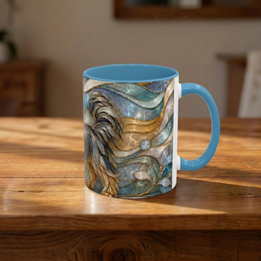 Blue Glow Yorkshire Terrier Stained Glass Style Mug