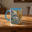 Blue Glow Yorkshire Terrier Stained Glass Style Mug