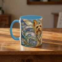Blue Glow Yorkshire Terrier Stained Glass Style Mug