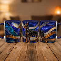Blue Wave Doberman Pinscher Stained Glass Style Mug