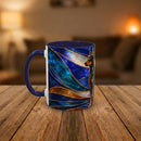 Blue Wave Doberman Pinscher Stained Glass Style Mug