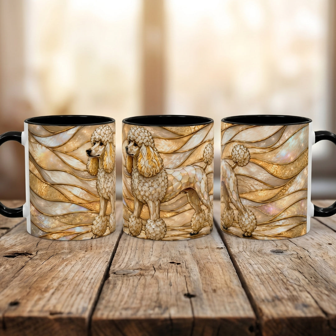 Golden Glow Poodle Stained Glass Style Mug