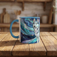 Aurora Husky Stained Glass Style Mug