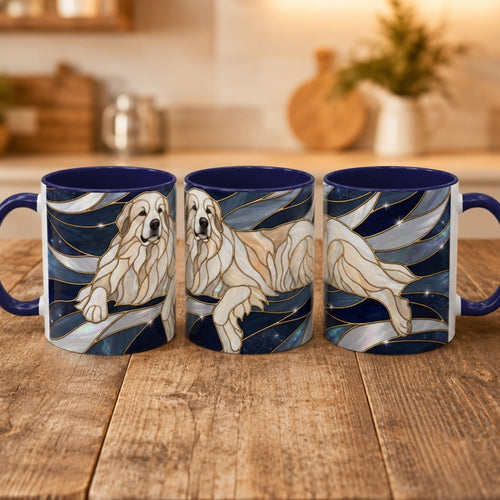 Navy Glow Great Pyrenees Stained Glass Style Mug