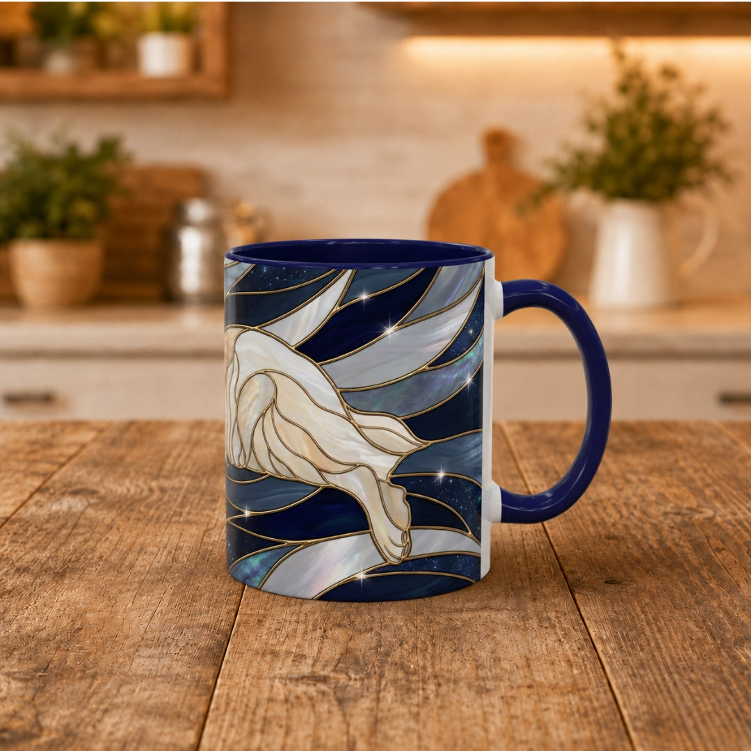 Navy Glow Great Pyrenees Stained Glass Style Mug