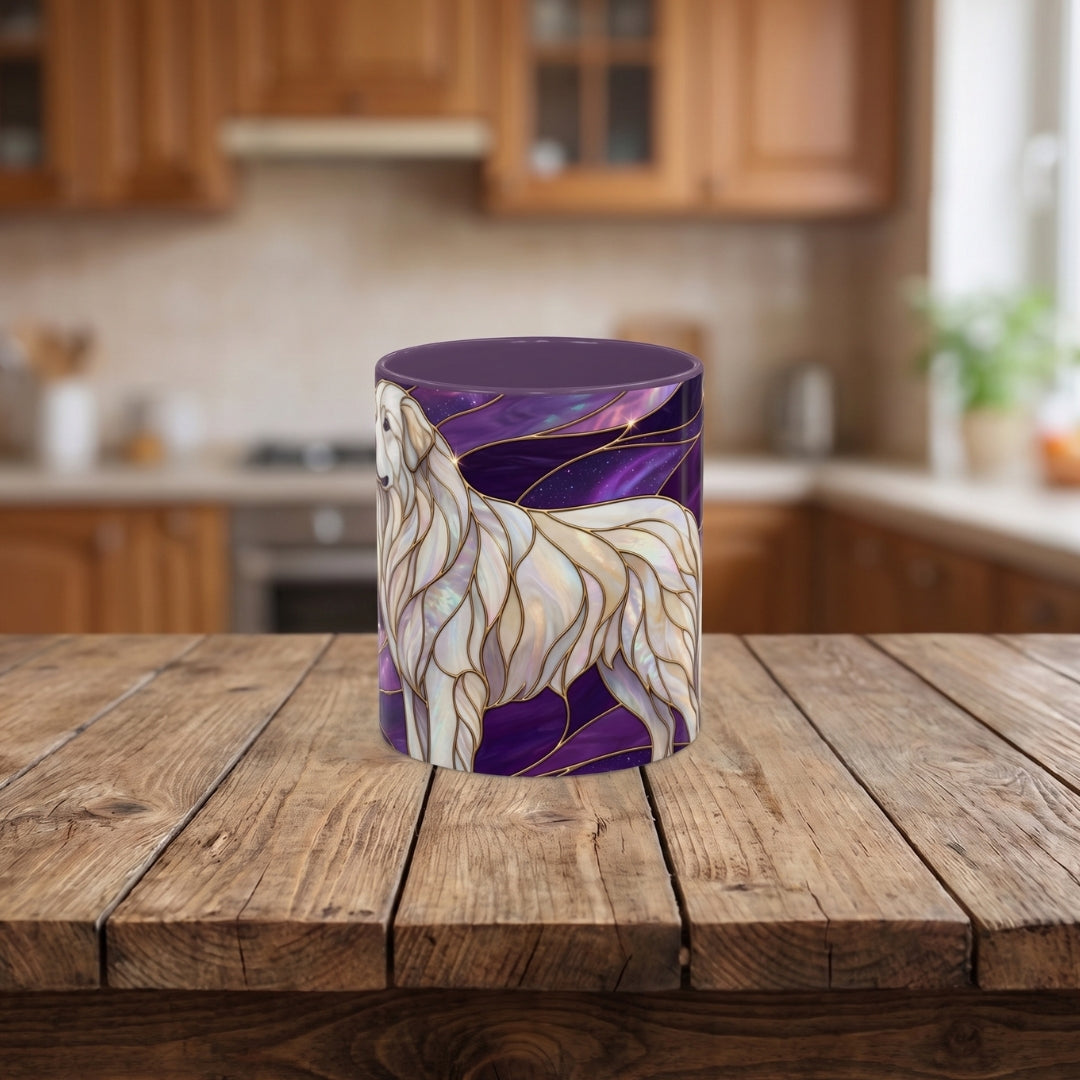 Amethyst Great Pyrenees Stained Glass Style Mug
