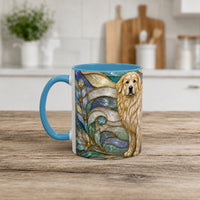Blue Glow Great Pyrenees Stained Glass Style Mug