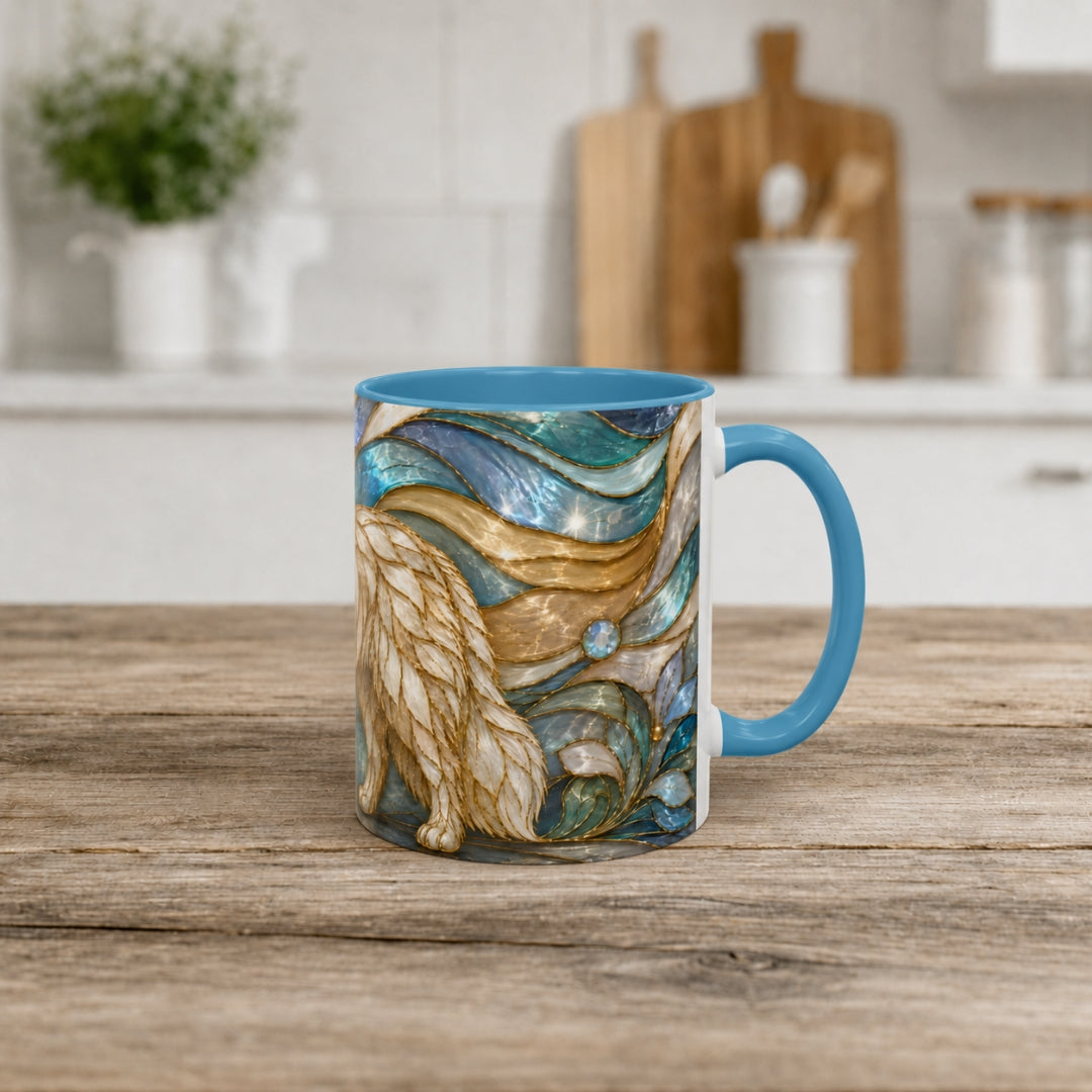 Blue Glow Great Pyrenees Stained Glass Style Mug