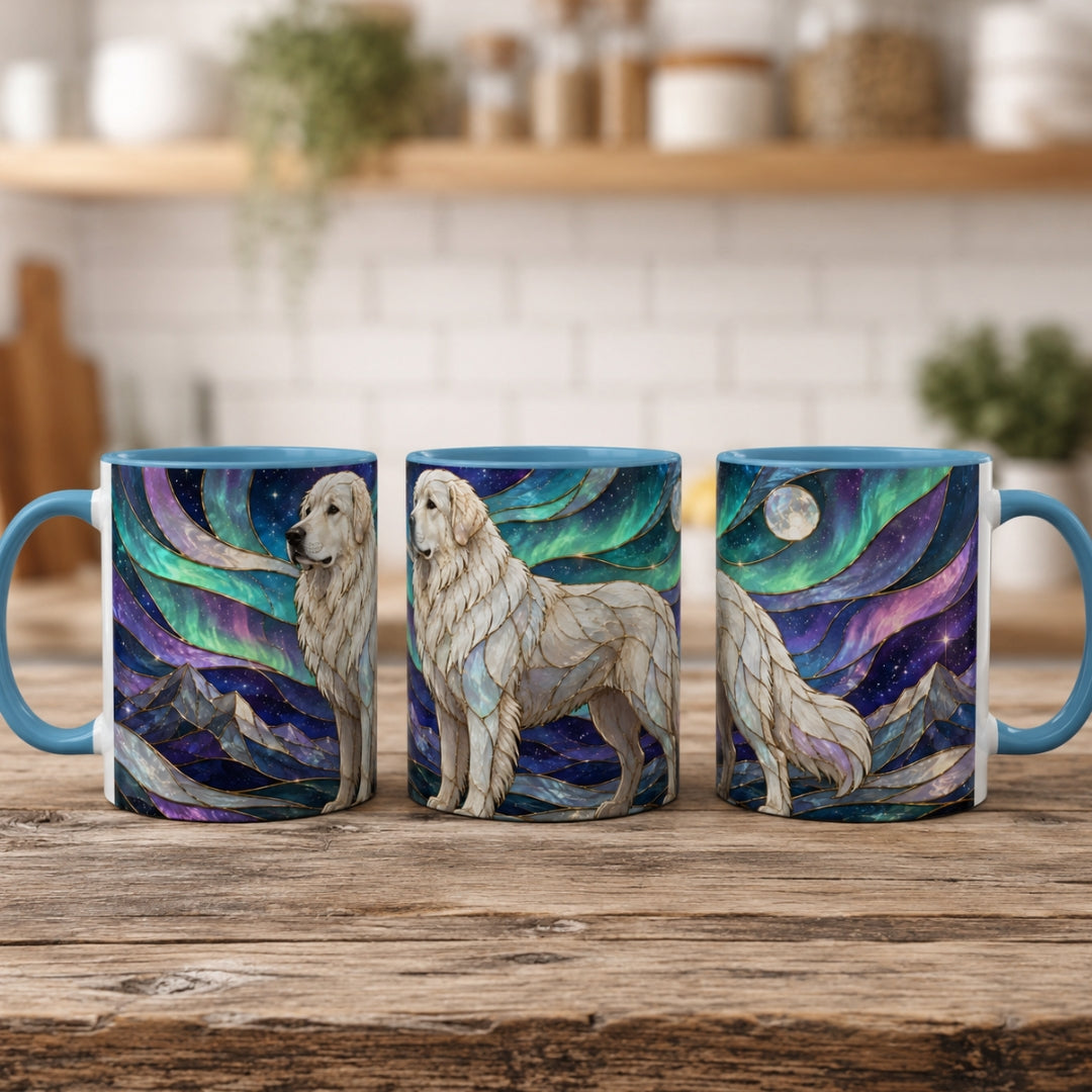 Aurora Peaks Great Pyrenees Stained Glass Style Mug