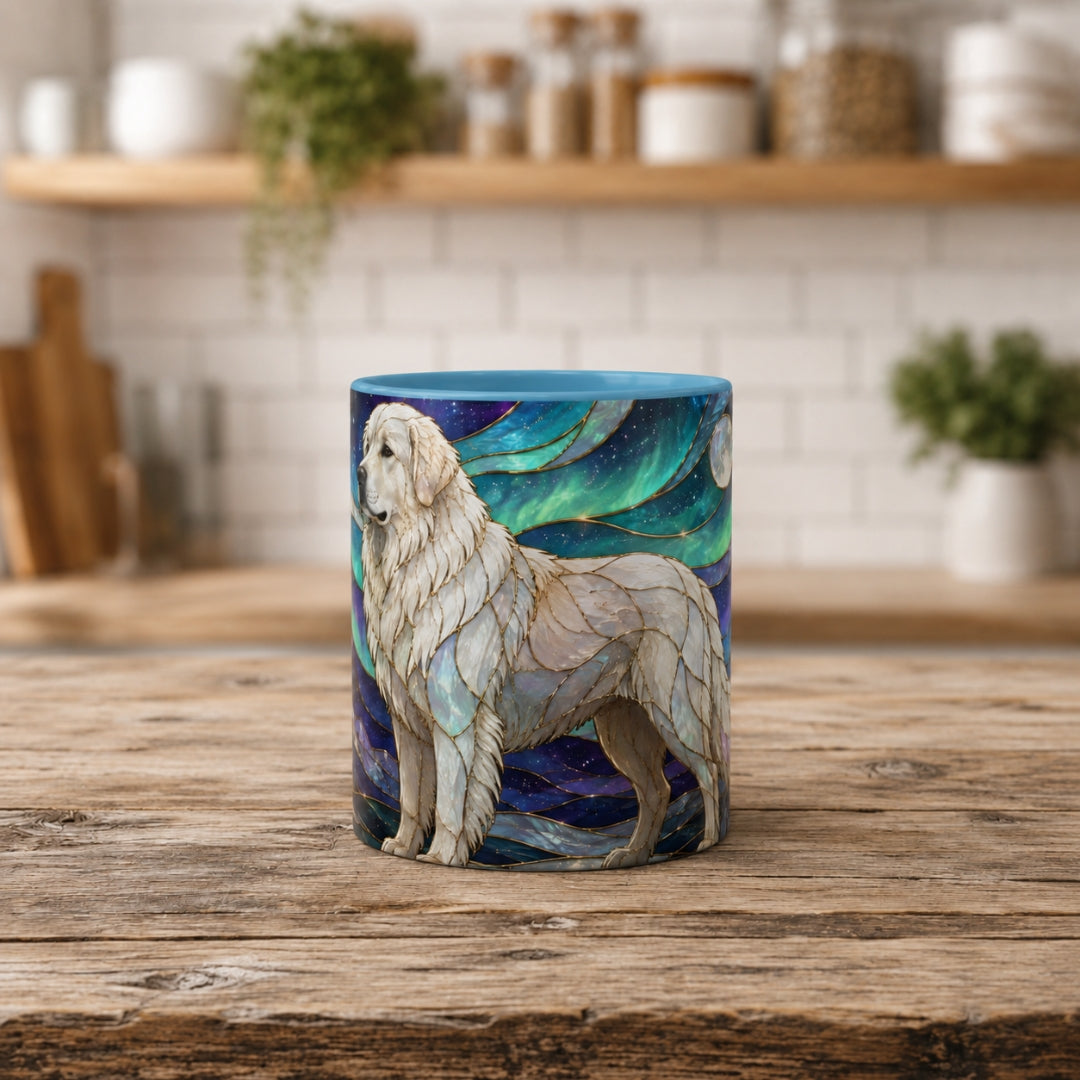 Aurora Peaks Great Pyrenees Stained Glass Style Mug