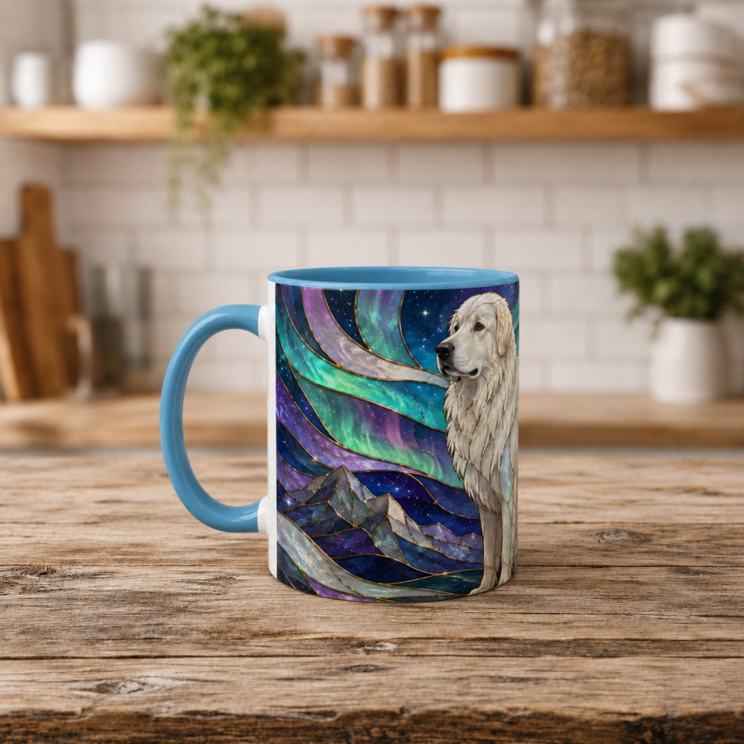 Aurora Peaks Great Pyrenees Stained Glass Style Mug