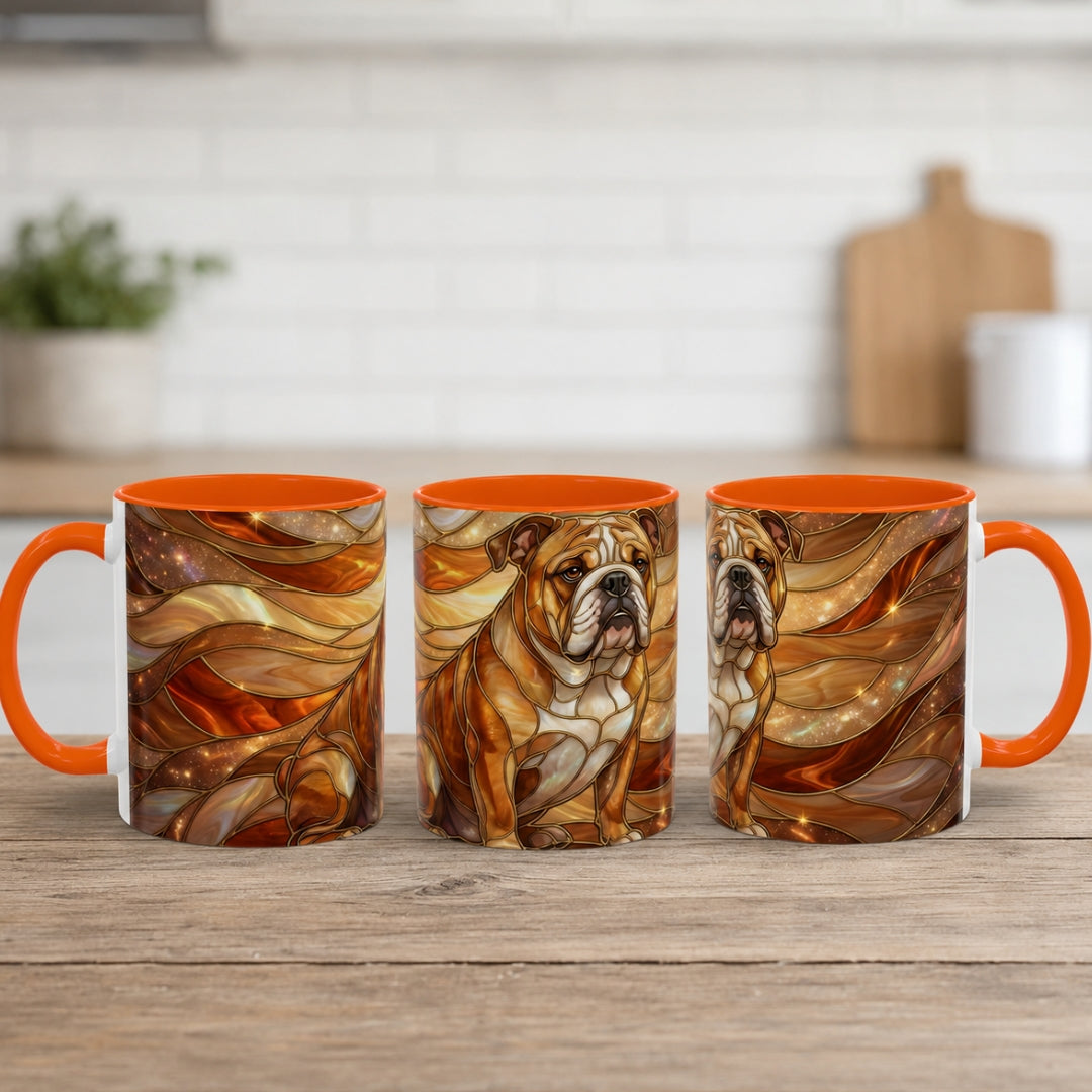 Amber Bulldog Stained Glass Style Mug