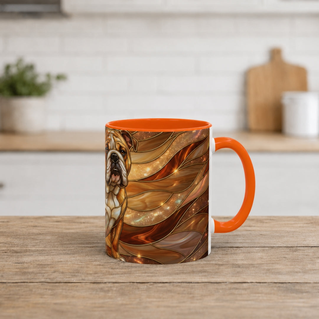 Amber Bulldog Stained Glass Style Mug
