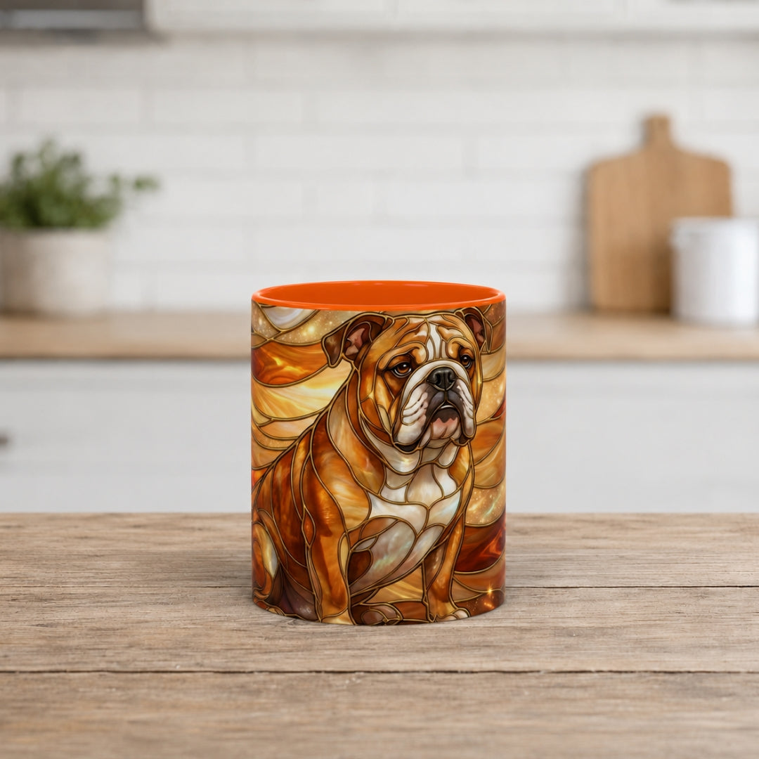 Amber Bulldog Stained Glass Style Mug