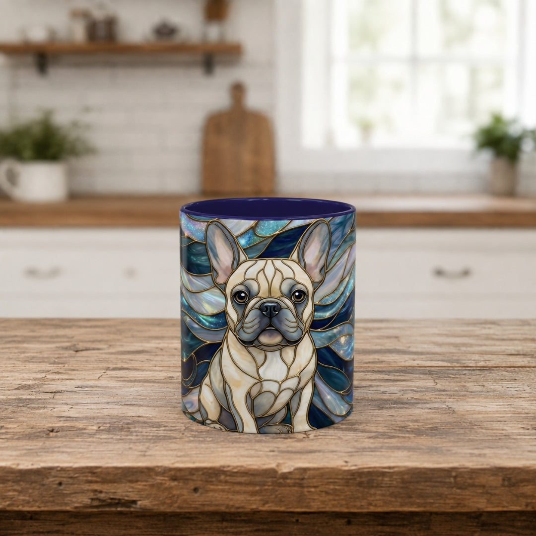 Sapphire Glow French Bulldog Stained Glass Style Mug
