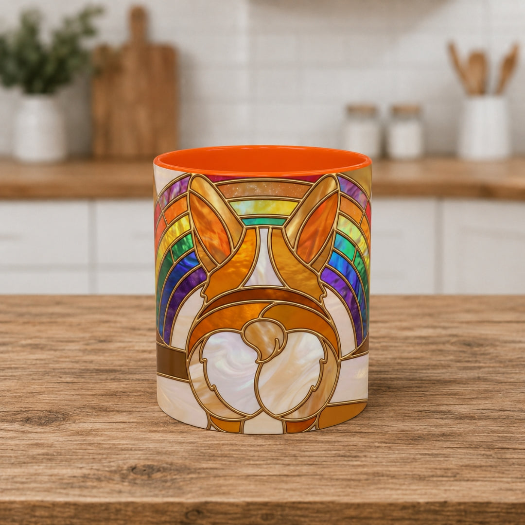 Rainbow Corgi Butt Stained Glass Style Mug