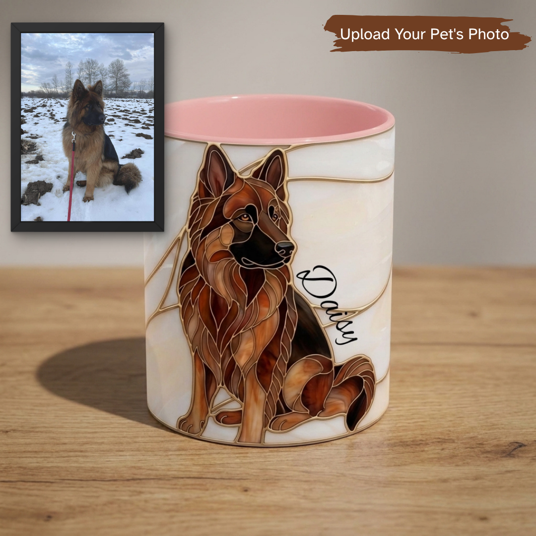 Custom Pet Portrait Stained Glass Style Mug