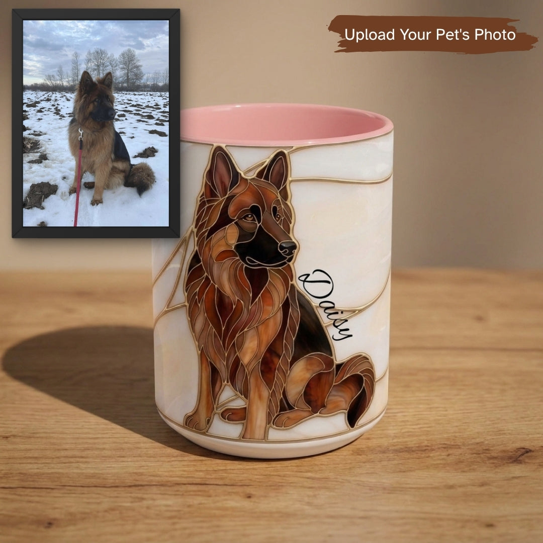 Custom Dog Portrait Stained Glass Style Mug