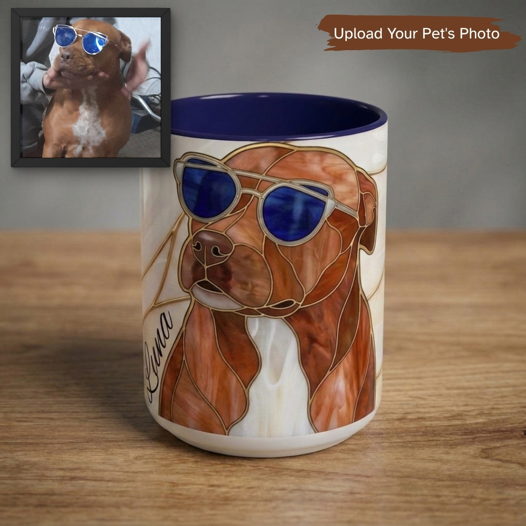 Custom Dog Portrait Stained Glass Style Mug