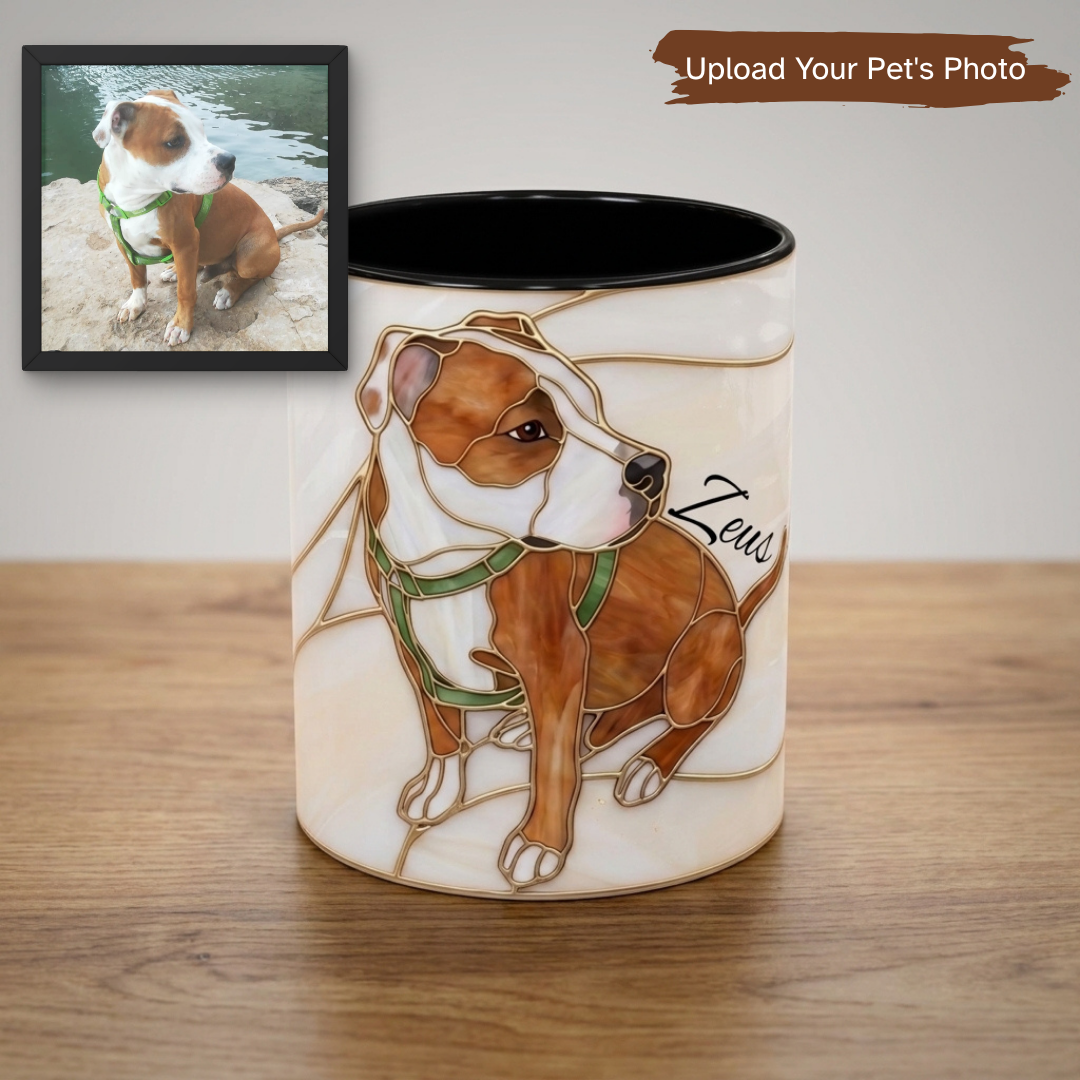 Custom Dog Portrait Stained Glass Style Mug