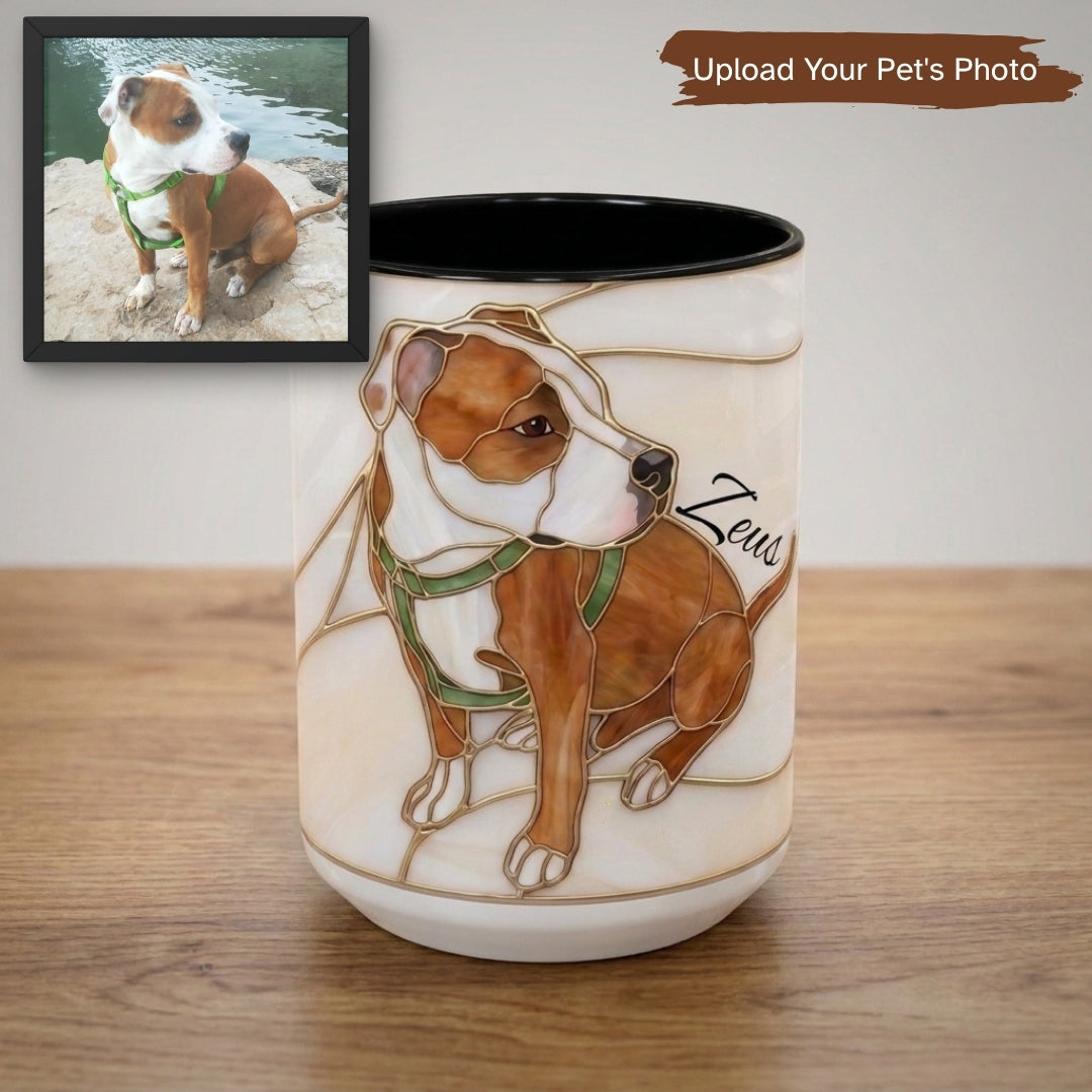 Custom Dog Portrait Stained Glass Style Mug