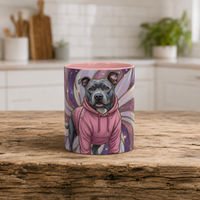 Rose Glow Staffordshire Bull Terrier Stained Glass Style Mug