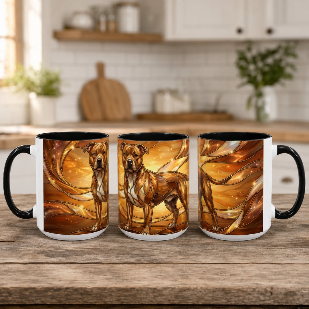 Amber Glow Staffy Stained Glass Style Mug