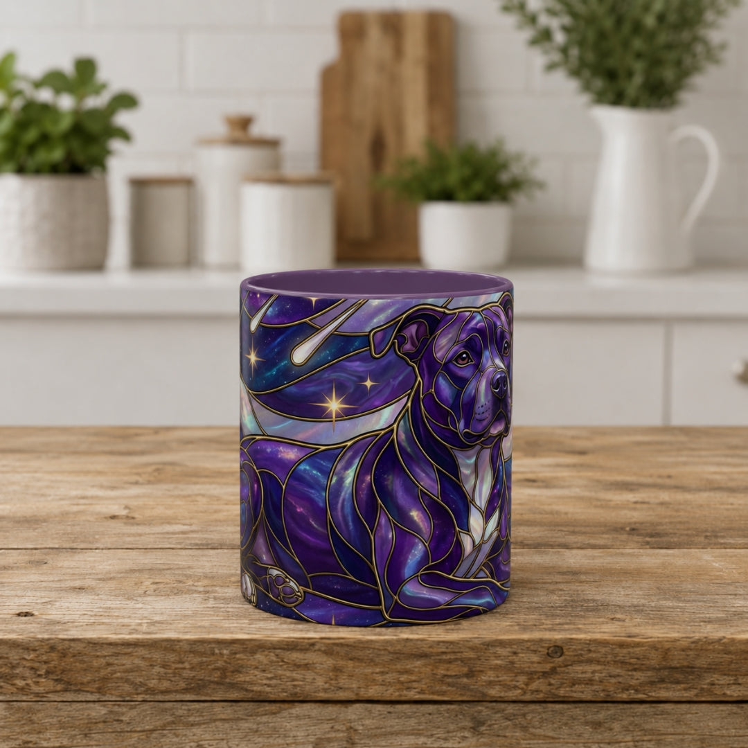 Cosmic Glow Staffy Stained Glass Style Mug