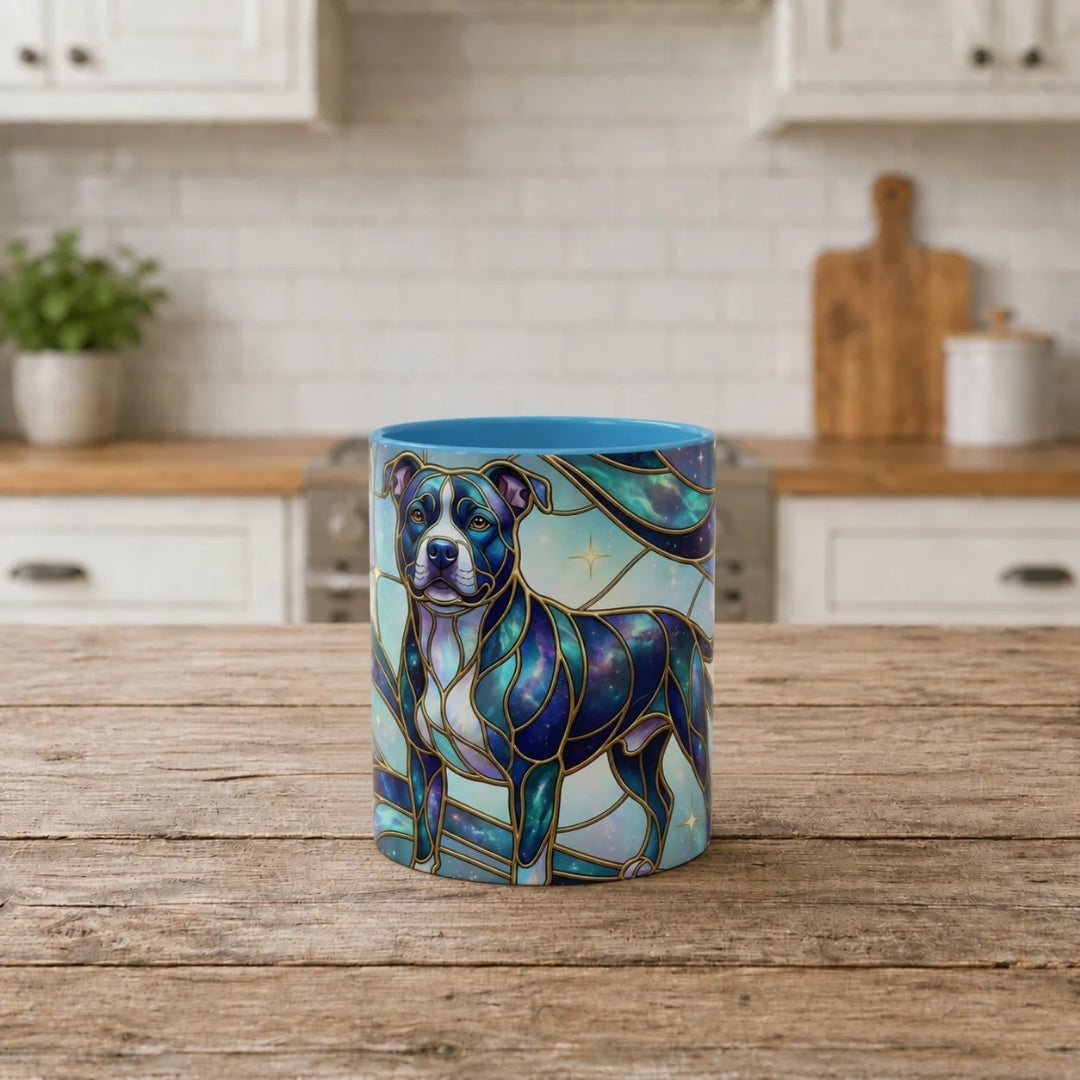 Teal Galaxy Staffy Stained Glass Style Mug