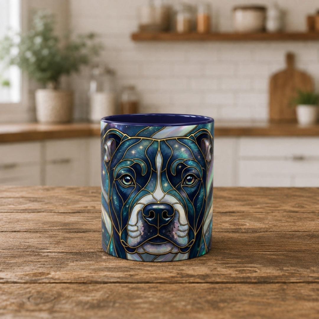 Aurora Glow Staffy Stained Glass Style Mug