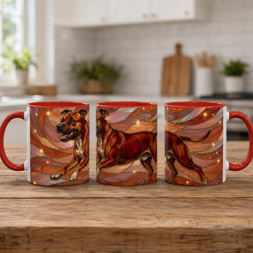 Warm Ember Staffy Stained Glass Style Mug