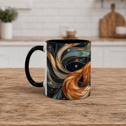 Celestial Night Fox Stained Glass Style Mug