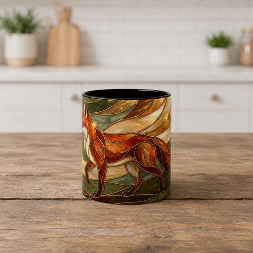 Olive Glow Fox Stained Glass Style Mug
