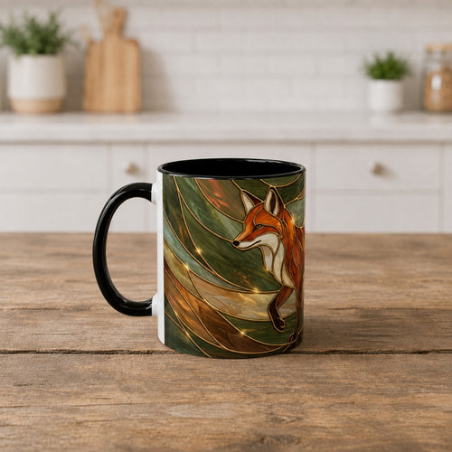 Olive Glow Fox Stained Glass Style Mug