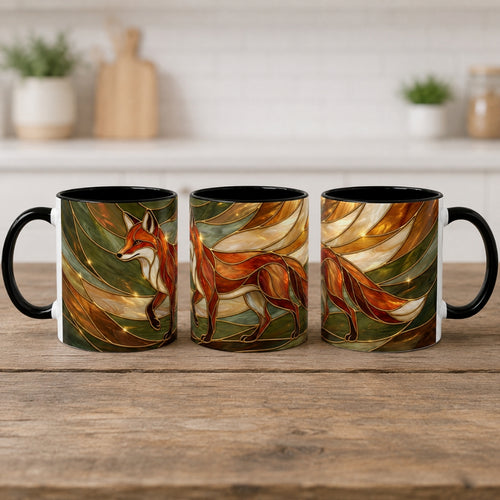 Olive Glow Fox Stained Glass Style Mug