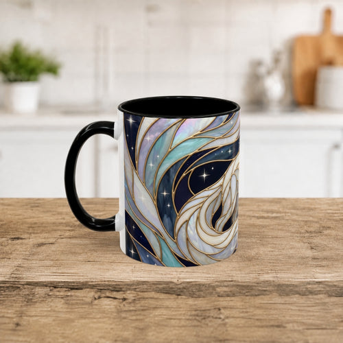 Starlit Arctic Fox Stained Glass Style Mug