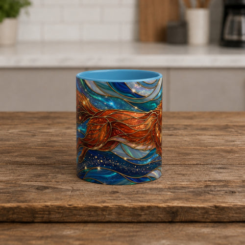 Celestial Running Fox Stained Glass Style Mug