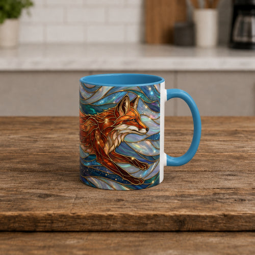 Celestial Running Fox Stained Glass Style Mug