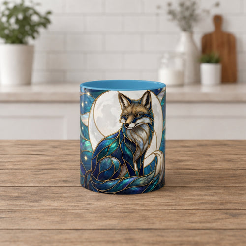 Moonlit Fox Stained Glass Style Mug