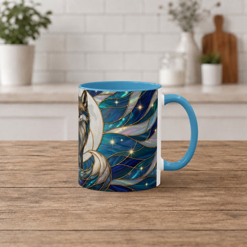 Moonlit Fox Stained Glass Style Mug