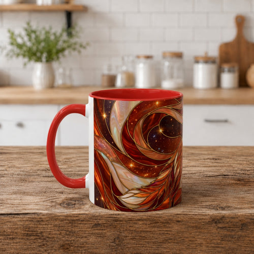 Ruby Glow Fox Stained Glass Style Mug