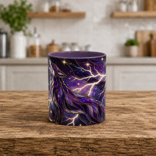 Purple Storm Fox Stained Glass Style Mug