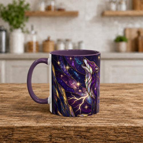 Purple Storm Fox Stained Glass Style Mug